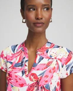 Sale Zenergy® UPF Floral Cap Sleeve Polo Tops