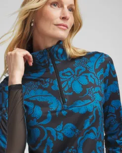 Online Zenergy® UPF Floral Mesh Inset Top Tops