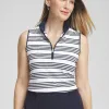 Store Zenergy® UPF Knit Stripe Polo Tank Tops
