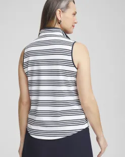 Store Zenergy® UPF Knit Stripe Polo Tank Tops
