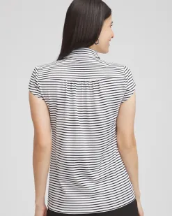 Sale Zenergy® UPF Stripe Cap Sleeve Polo Tops